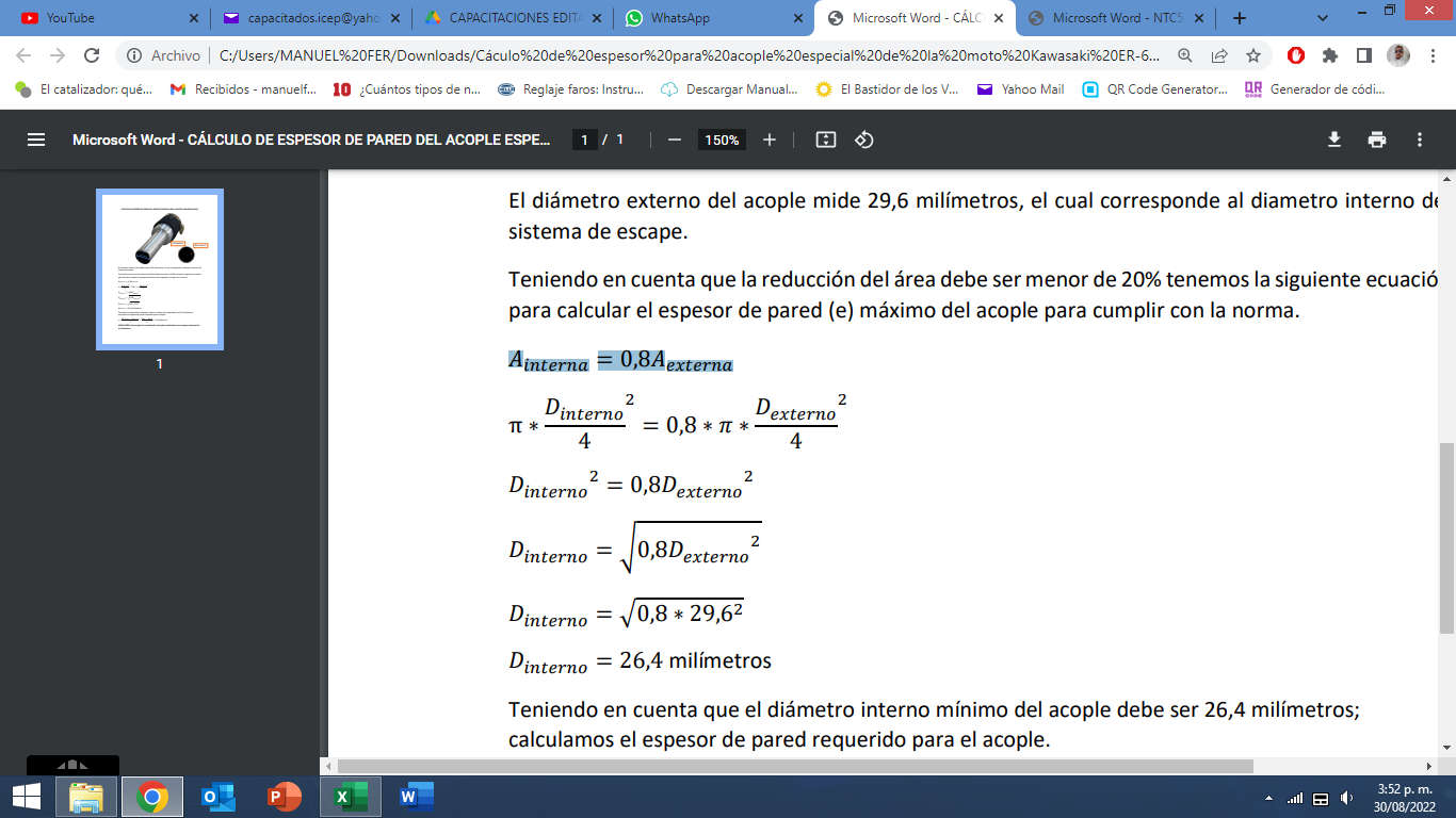 Fórmula cálculo